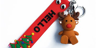 Double sided christmas santa rubber keychain (2)
