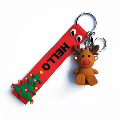 Double sided christmas santa rubber keychain (2)