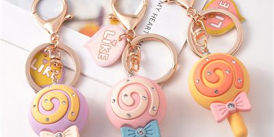 Korea cute rainbow lollipop glowing keychain (6)