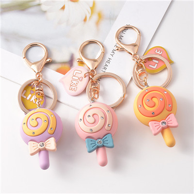 Korea cute rainbow lollipop glowing keychain (6)