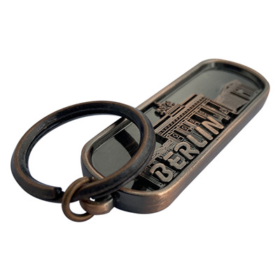 Metal antique bronze carving logo keychain (1)