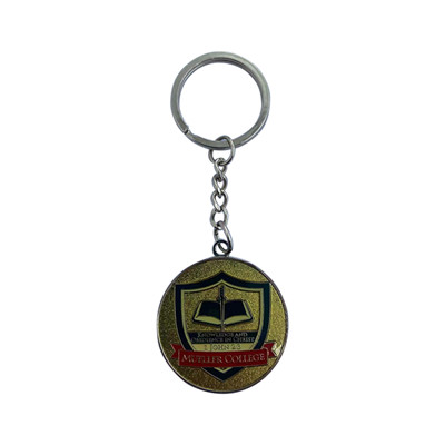 Metal color round logo keychain