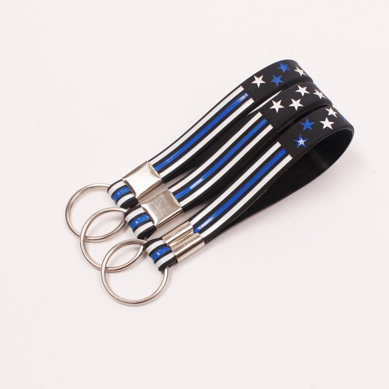 Thin blue line lives matter silicone keychain | keychain manufacturers