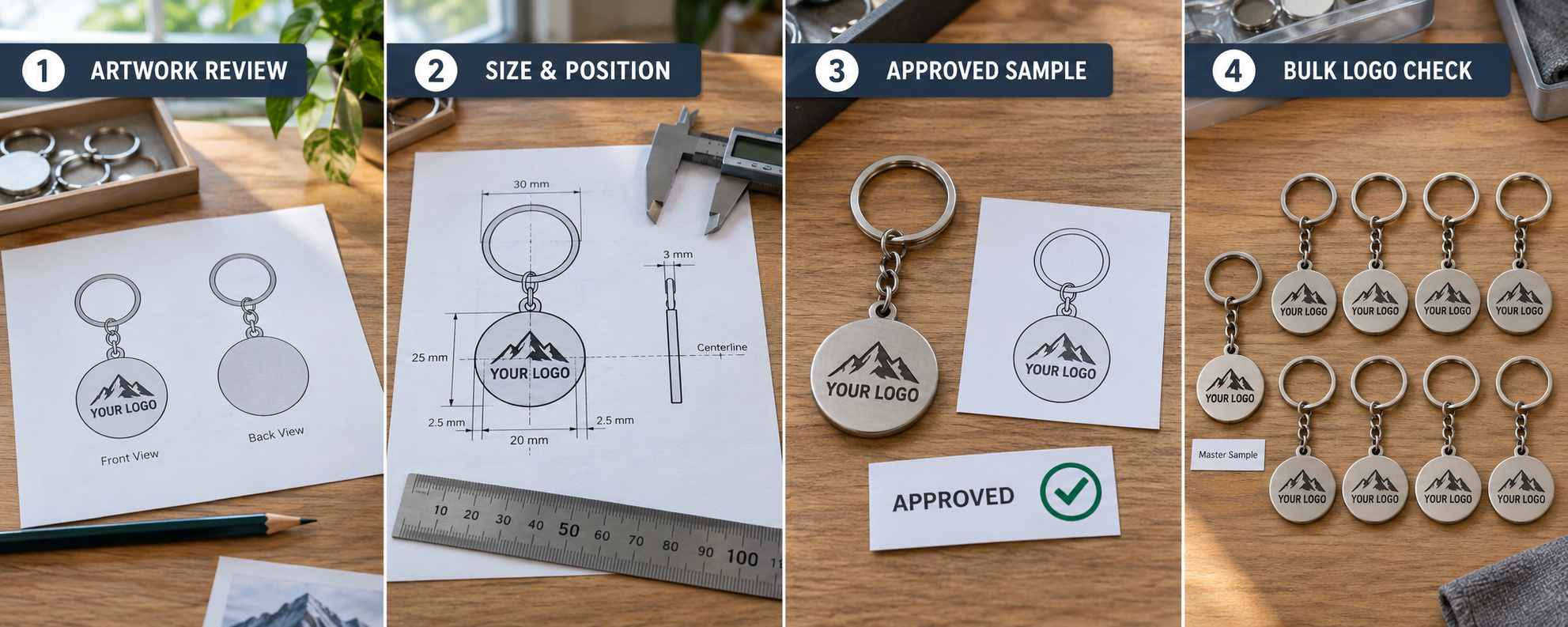 Custom keychain logo production comparison