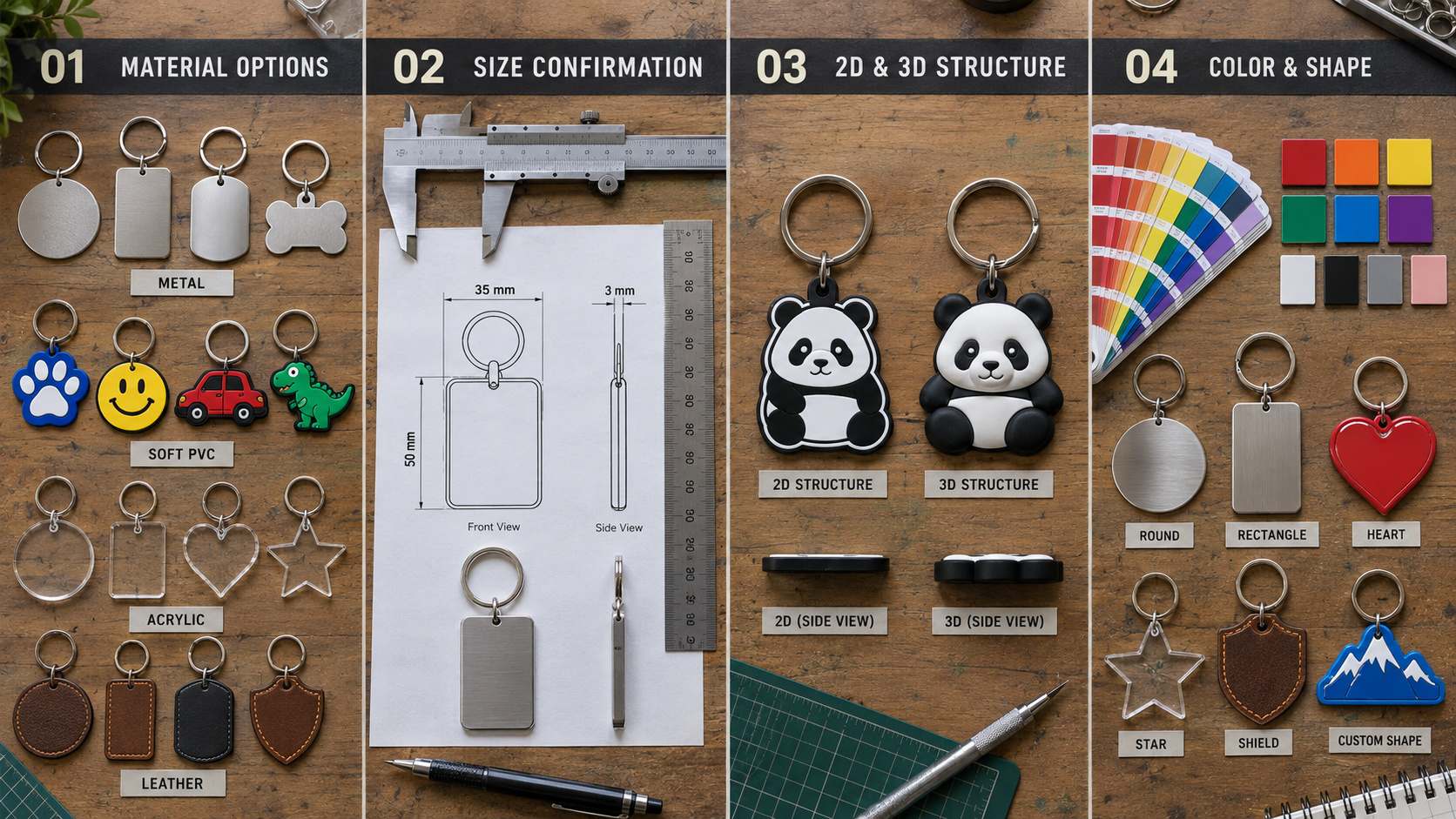 Custom keychain material and structure confirmation