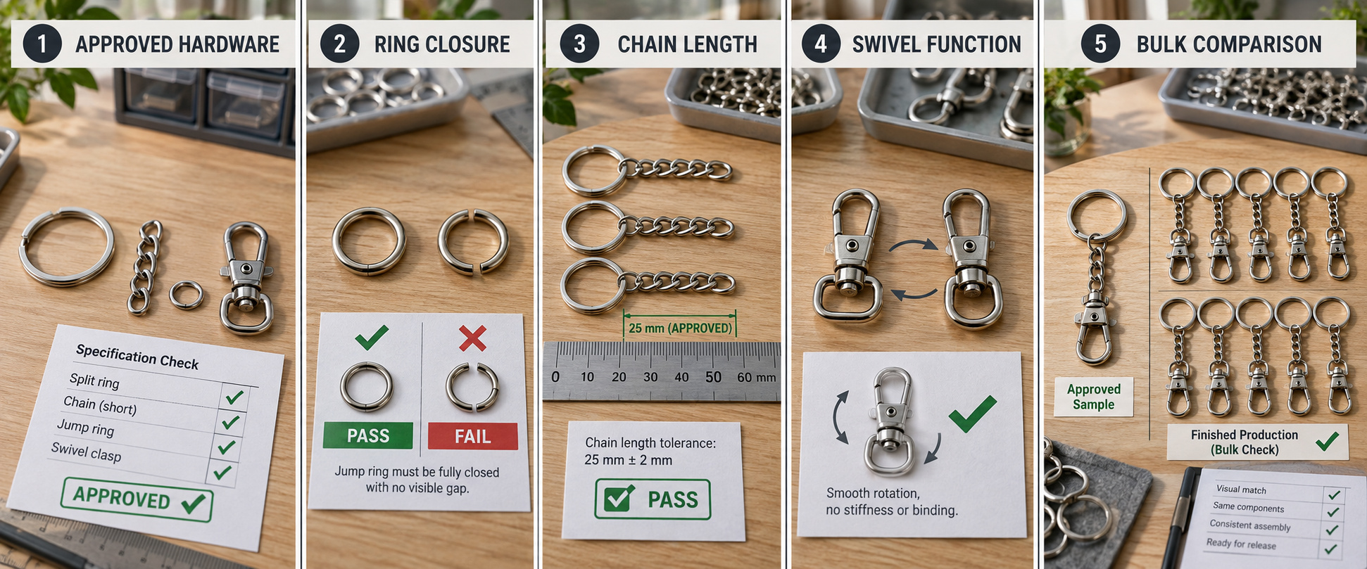 Keychain accessory assembly and bulk inspection