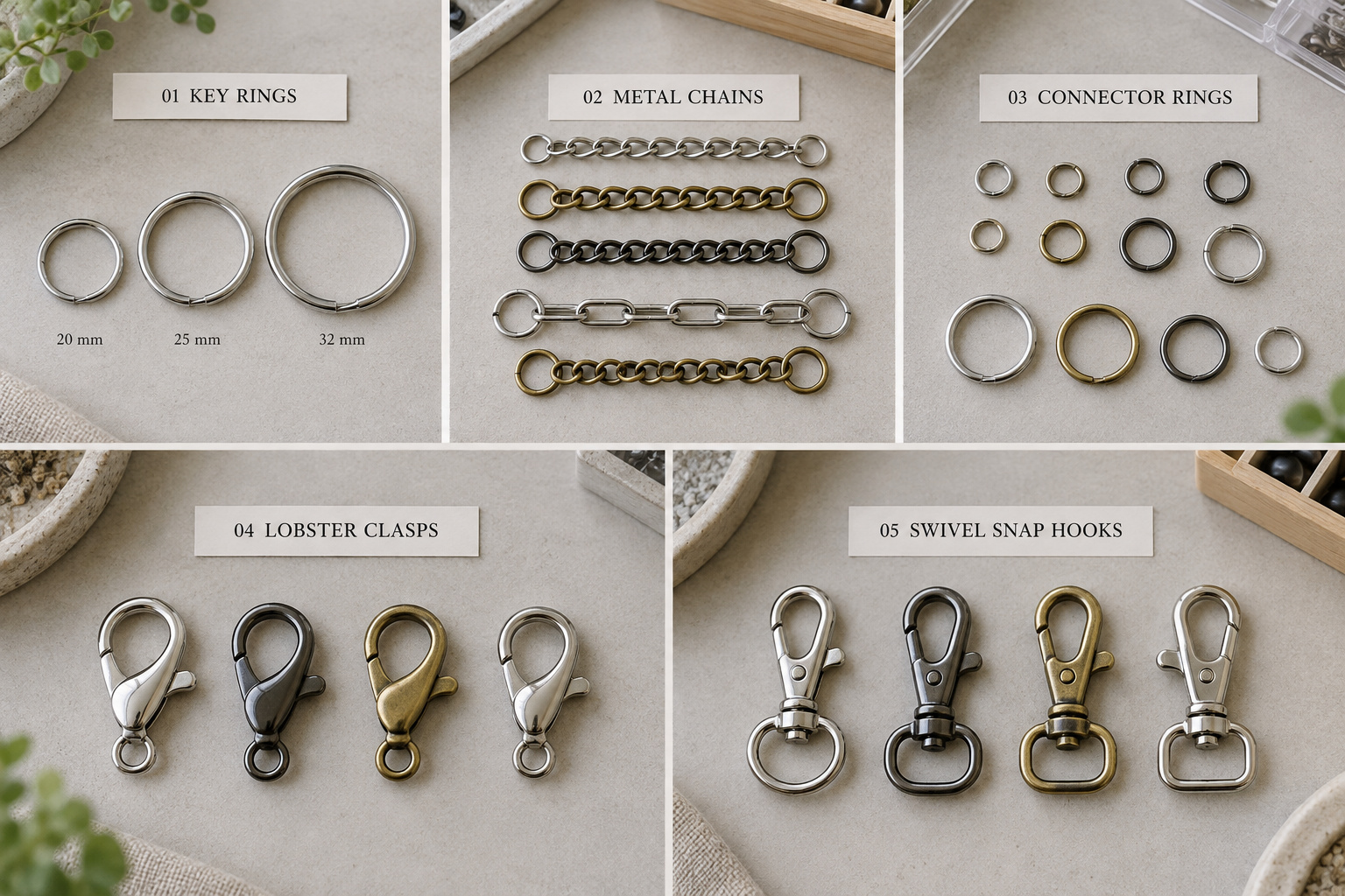 Keychain hardware and accessory selection
