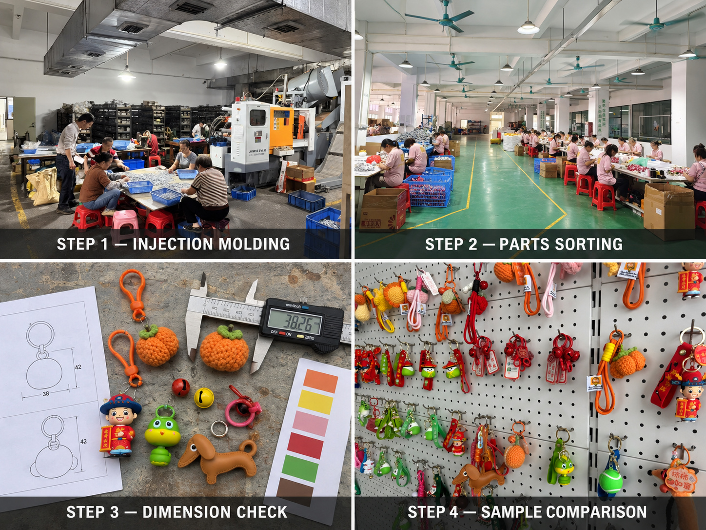 Keychain injection molding and parts inspection