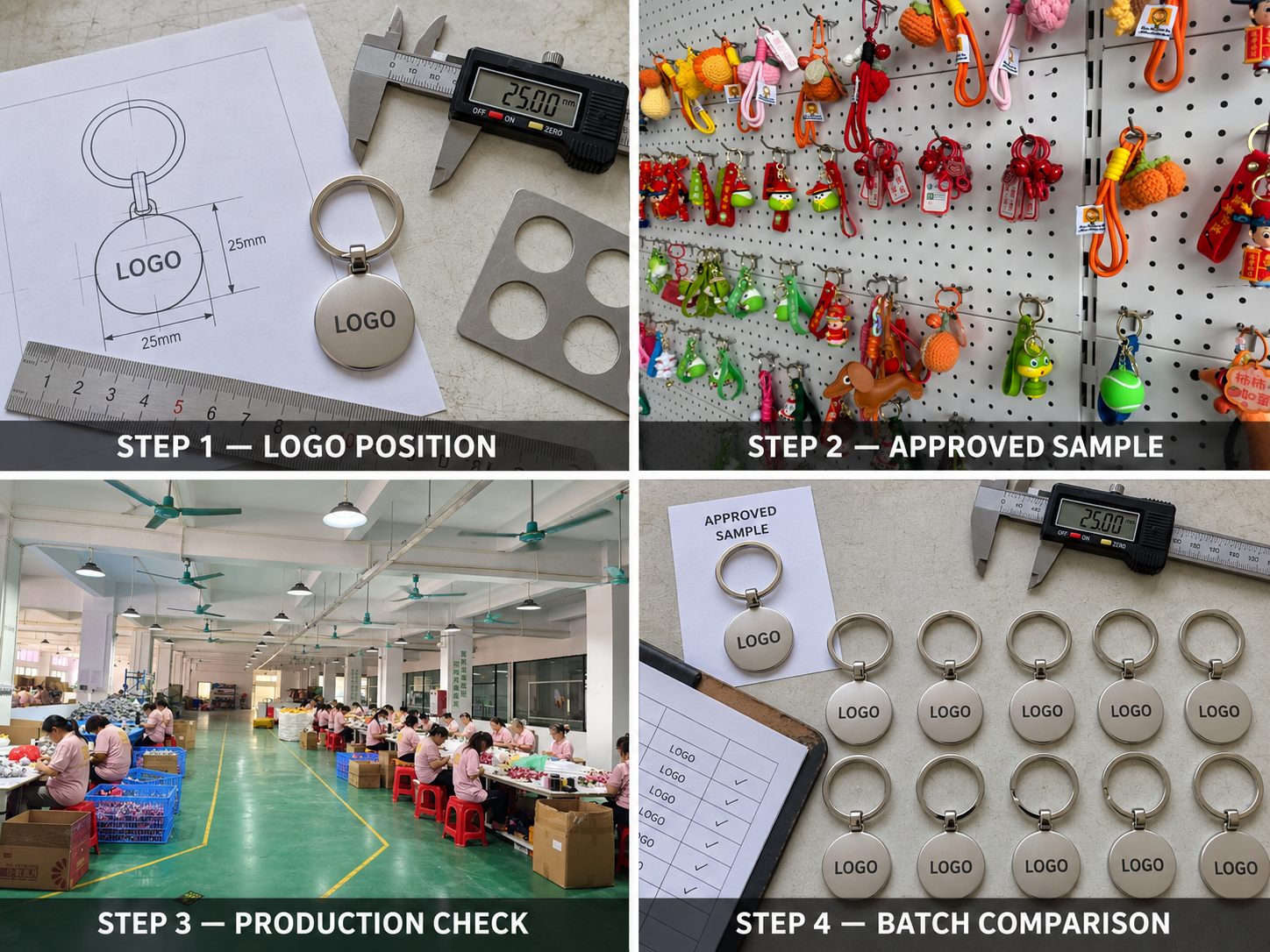 Keychain logo approval and production inspection