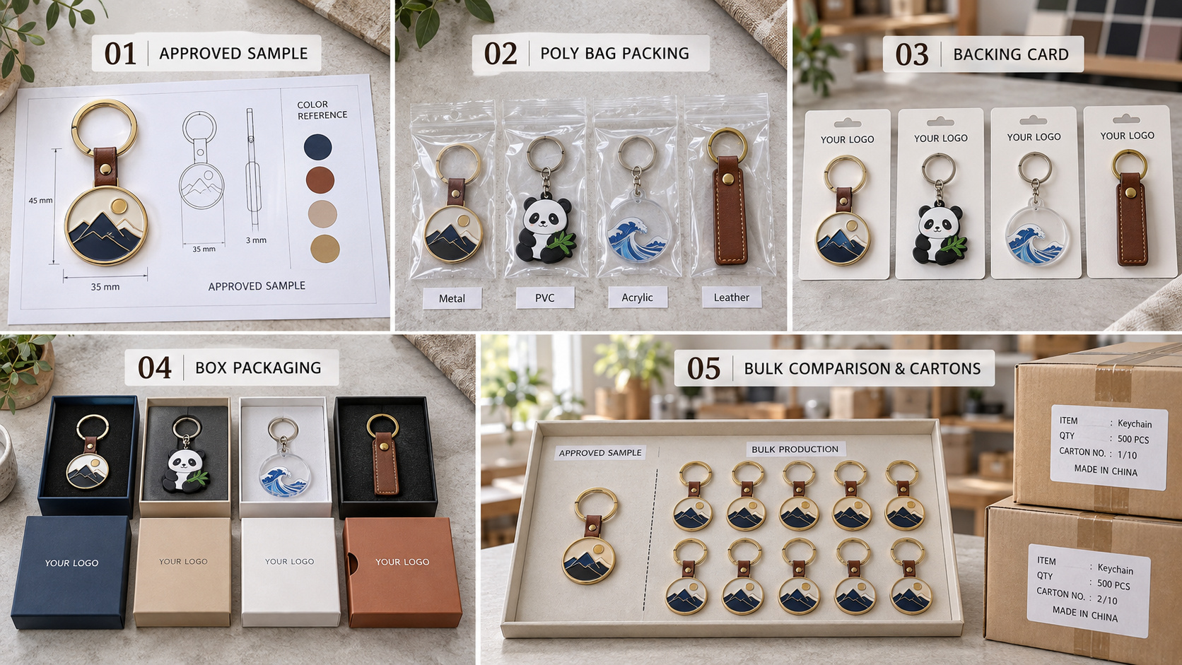 Keychain sample approval and custom packaging process