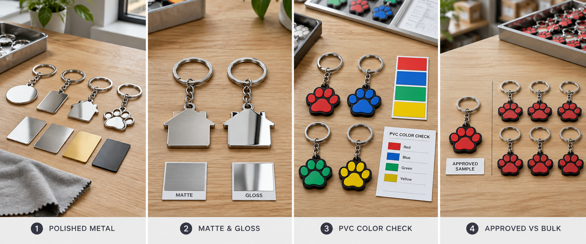 Keychain surface finish and bulk inspection