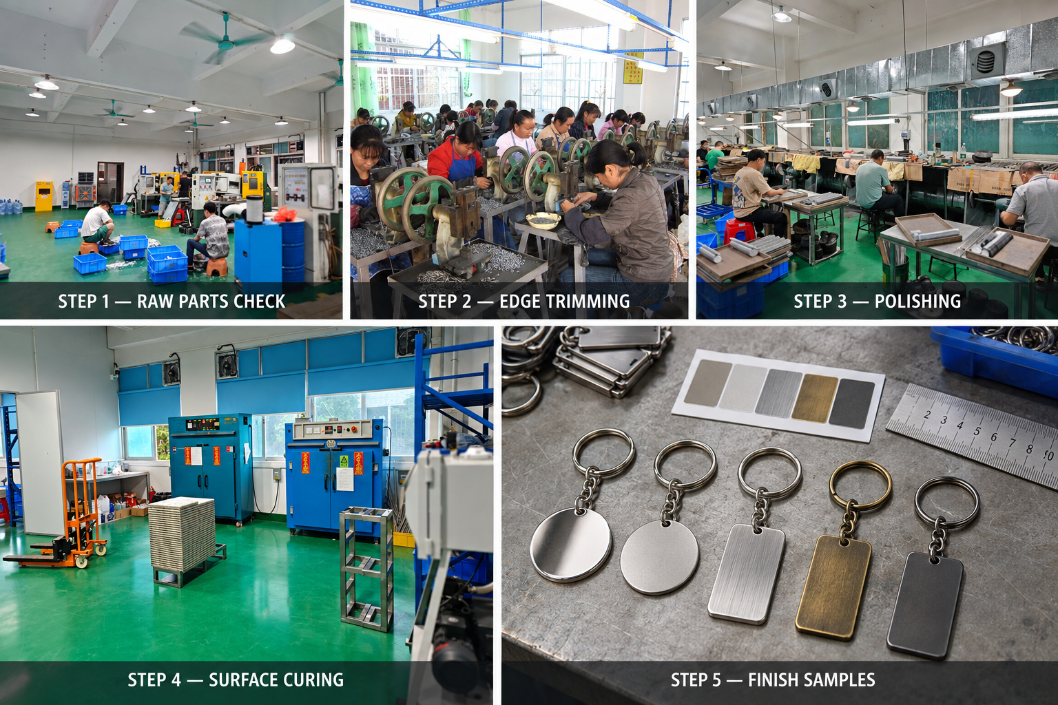 Metal keychain polishing and surface finishing