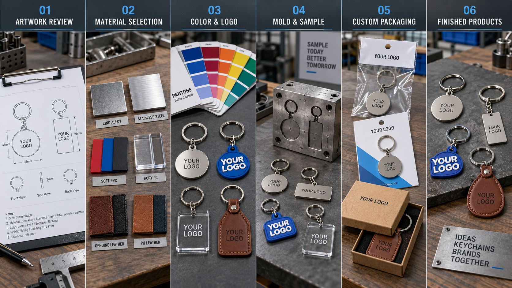 Six-step custom keychain development process