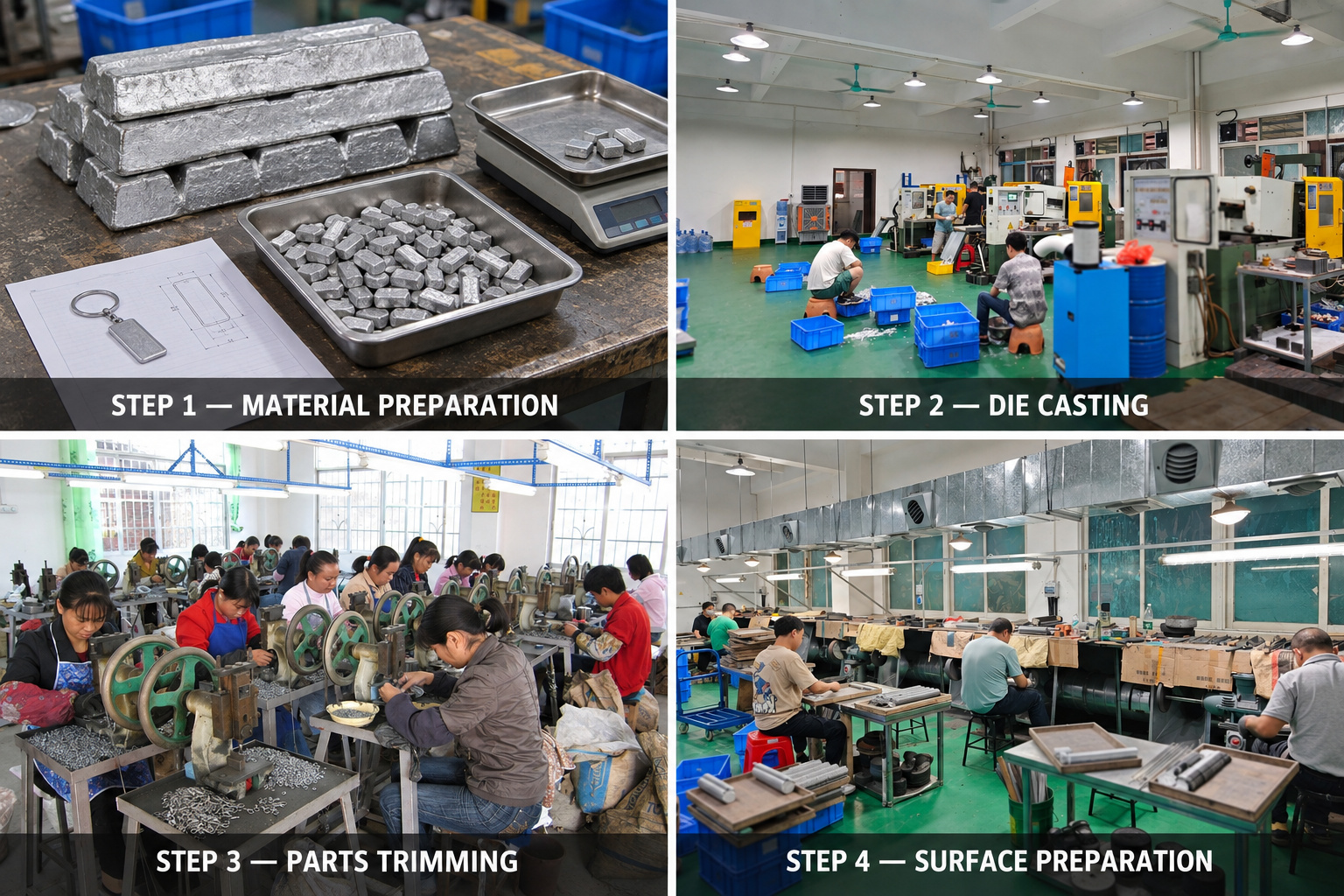 Zinc alloy keychain die casting process